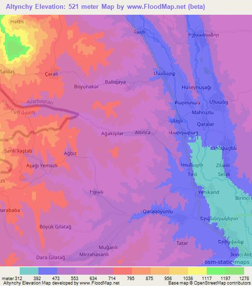 Altynchy,Azerbaijan Elevation Map