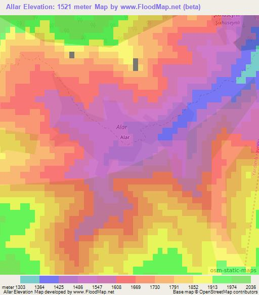 Allar,Azerbaijan Elevation Map