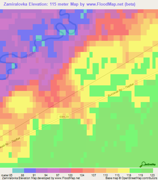 Zamiralovka,Russia Elevation Map