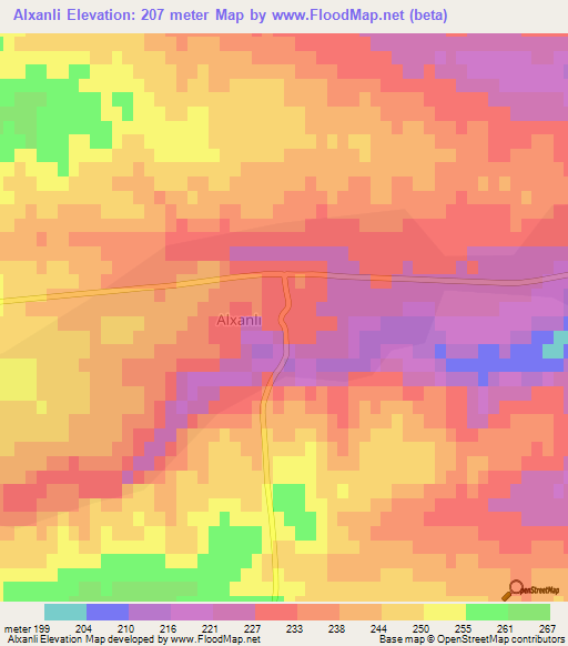 Alxanli,Azerbaijan Elevation Map