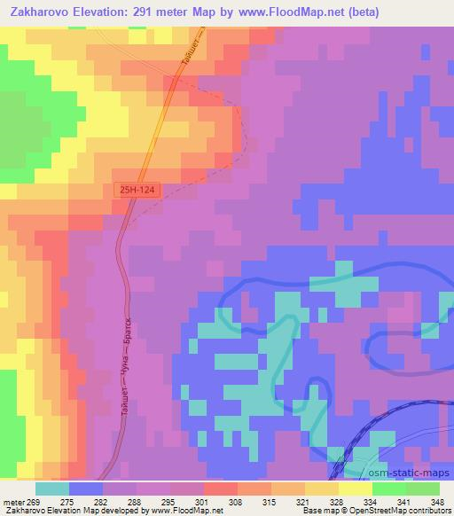 Zakharovo,Russia Elevation Map