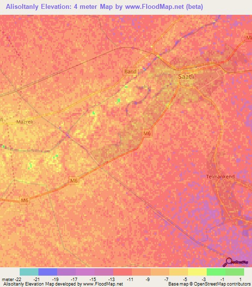 Alisoltanly,Azerbaijan Elevation Map
