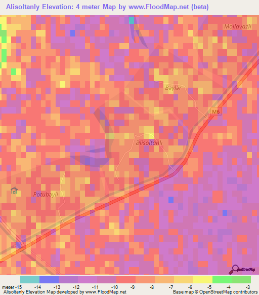 Alisoltanly,Azerbaijan Elevation Map