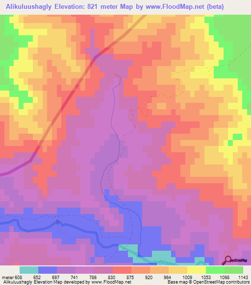 Alikuluushagly,Azerbaijan Elevation Map