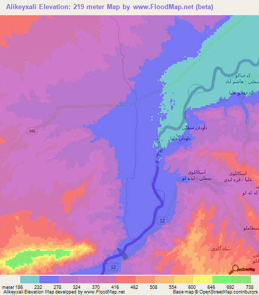 Alikeyxali,Azerbaijan Elevation Map