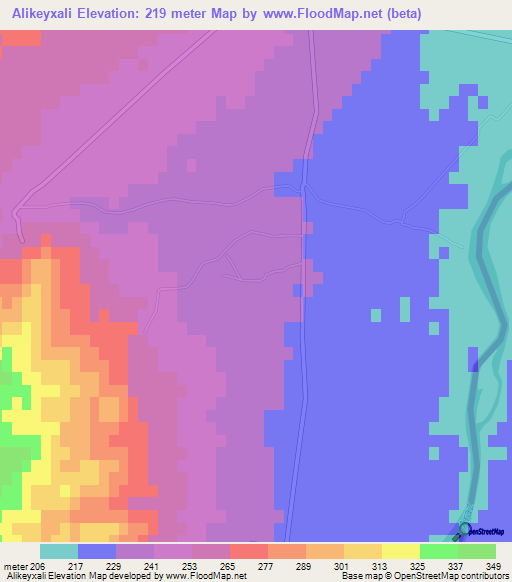 Alikeyxali,Azerbaijan Elevation Map