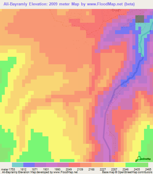 Ali-Bayramly,Azerbaijan Elevation Map