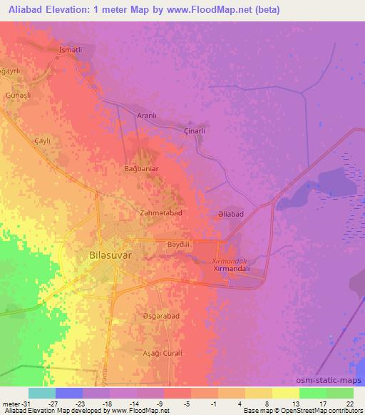 Aliabad,Azerbaijan Elevation Map