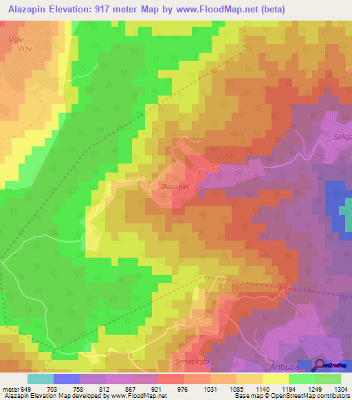 Alazapin,Azerbaijan Elevation Map