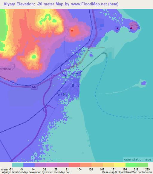 Alyaty,Azerbaijan Elevation Map