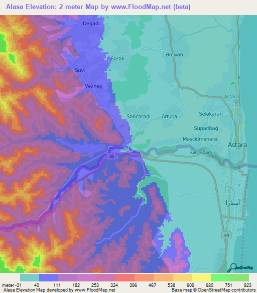 Alasa,Azerbaijan Elevation Map
