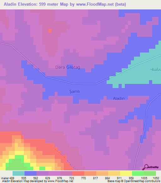 Aladin,Azerbaijan Elevation Map