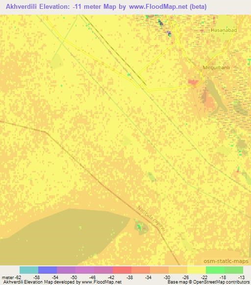 Akhverdili,Azerbaijan Elevation Map
