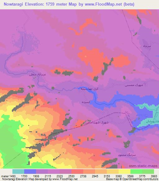 Nowtaragi,Iran Elevation Map