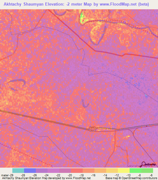 Akhtachy Shaumyan,Azerbaijan Elevation Map