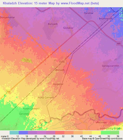 Khaladzh,Azerbaijan Elevation Map