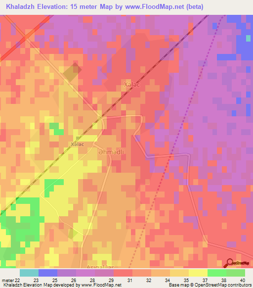 Khaladzh,Azerbaijan Elevation Map