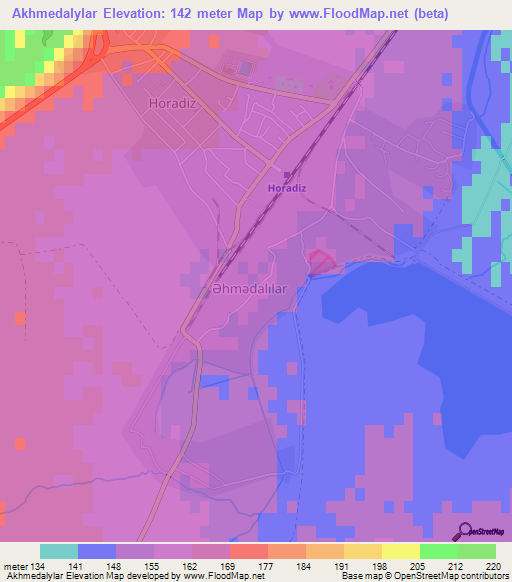 Akhmedalylar,Azerbaijan Elevation Map