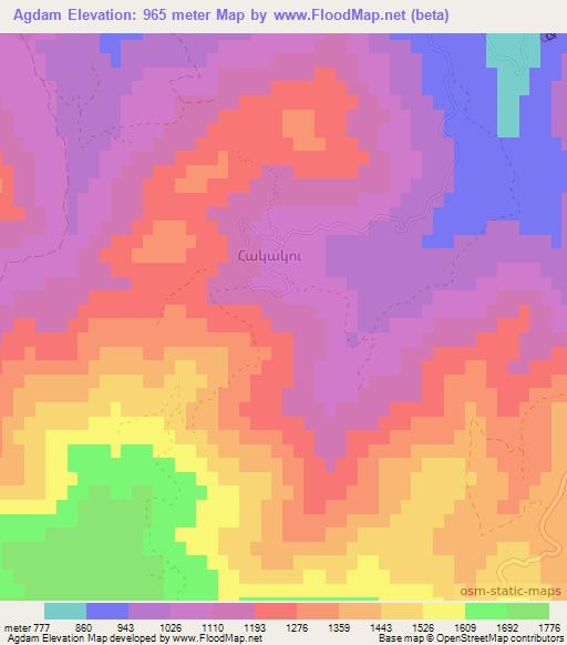 Agdam,Azerbaijan Elevation Map