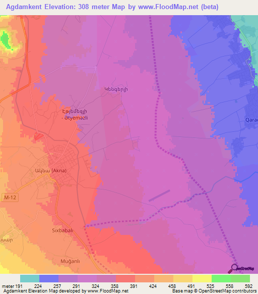 Agdamkent,Azerbaijan Elevation Map