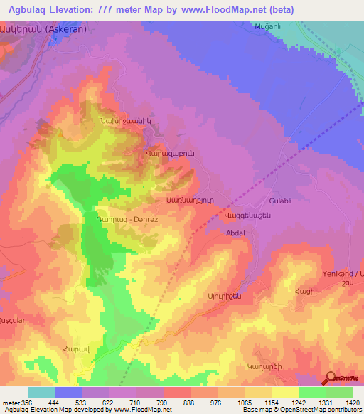 Agbulaq,Azerbaijan Elevation Map