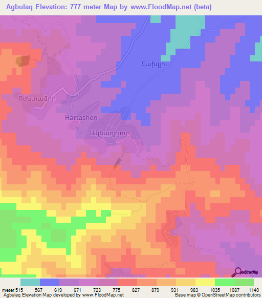 Agbulaq,Azerbaijan Elevation Map