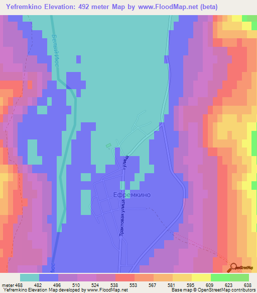 Yefremkino,Russia Elevation Map
