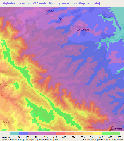 Agbulak,Azerbaijan Elevation Map