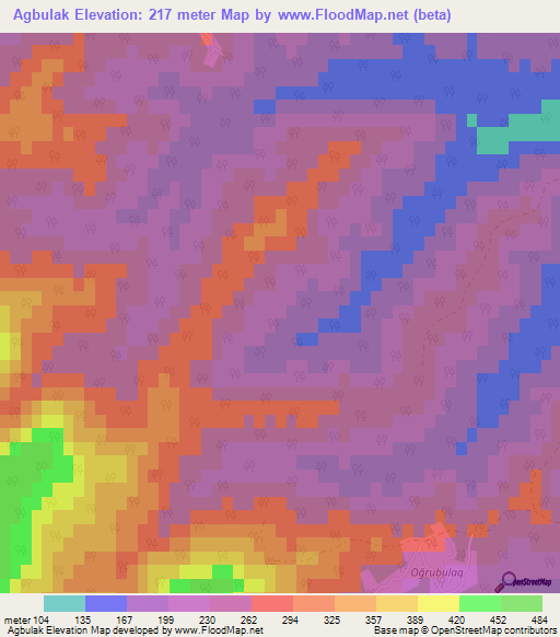 Agbulak,Azerbaijan Elevation Map