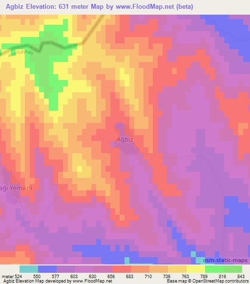 Agbiz,Azerbaijan Elevation Map