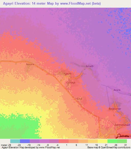 Agayri,Azerbaijan Elevation Map