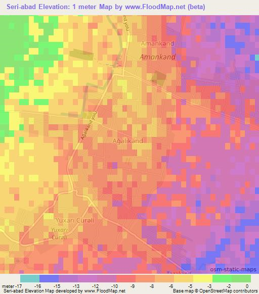Seri-abad,Azerbaijan Elevation Map