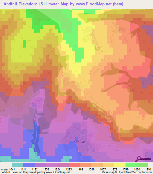 Abdinli,Azerbaijan Elevation Map