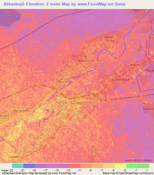 Abbasbeyli,Azerbaijan Elevation Map