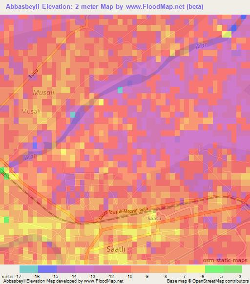Abbasbeyli,Azerbaijan Elevation Map