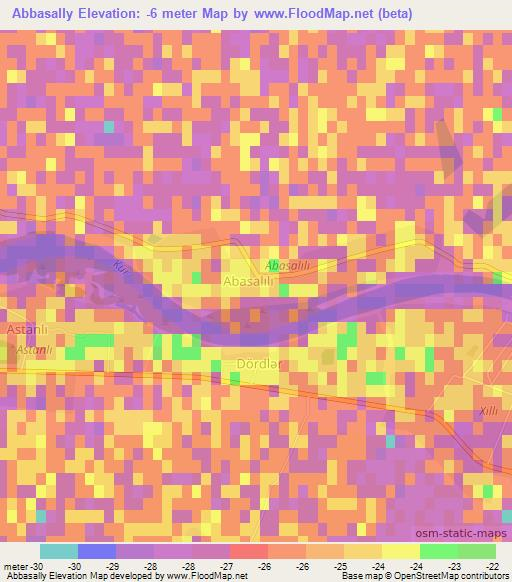 Abbasally,Azerbaijan Elevation Map