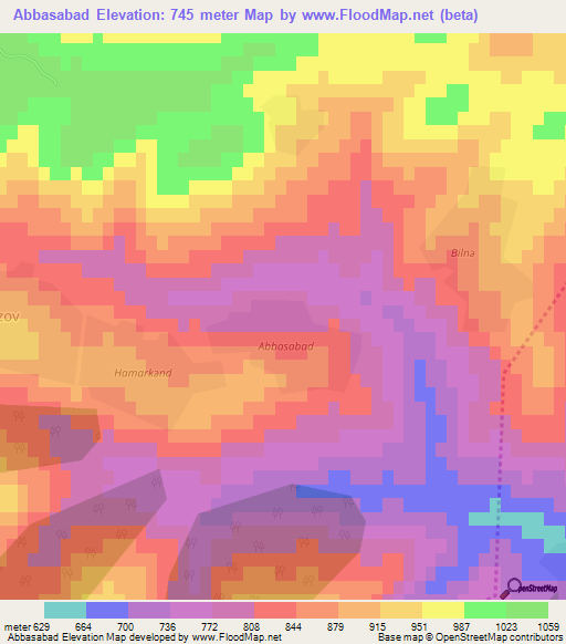 Abbasabad,Azerbaijan Elevation Map