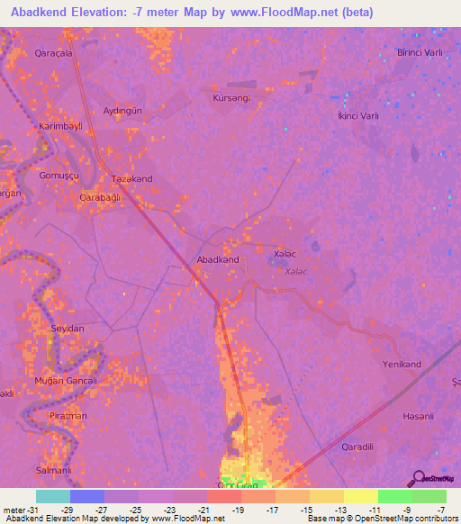 Abadkend,Azerbaijan Elevation Map