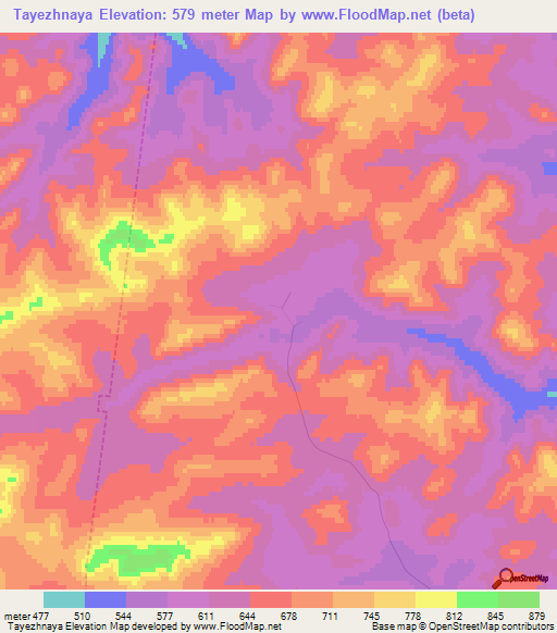 Tayezhnaya,Russia Elevation Map