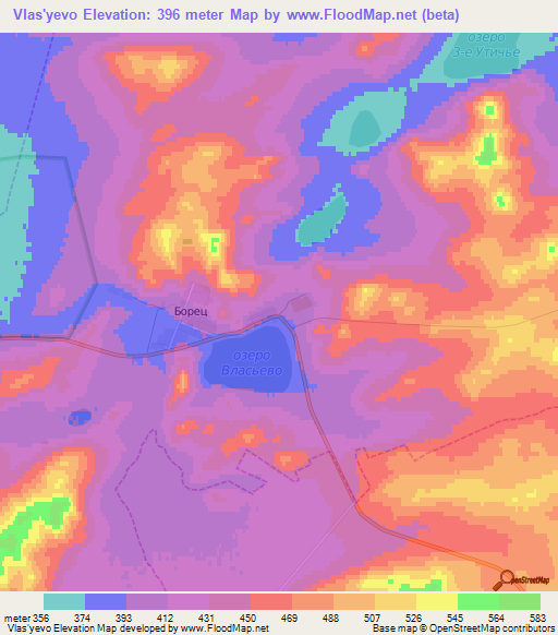 Vlas'yevo,Russia Elevation Map