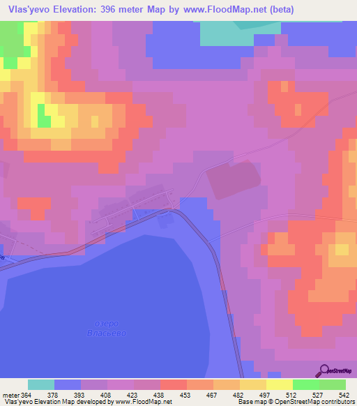 Vlas'yevo,Russia Elevation Map