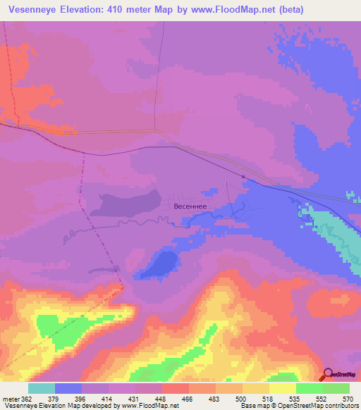 Vesenneye,Russia Elevation Map