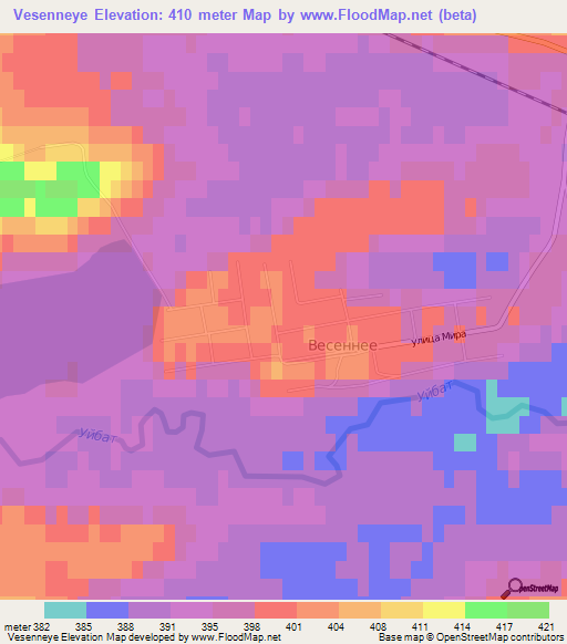 Vesenneye,Russia Elevation Map