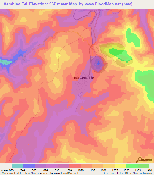 Vershina Tei,Russia Elevation Map