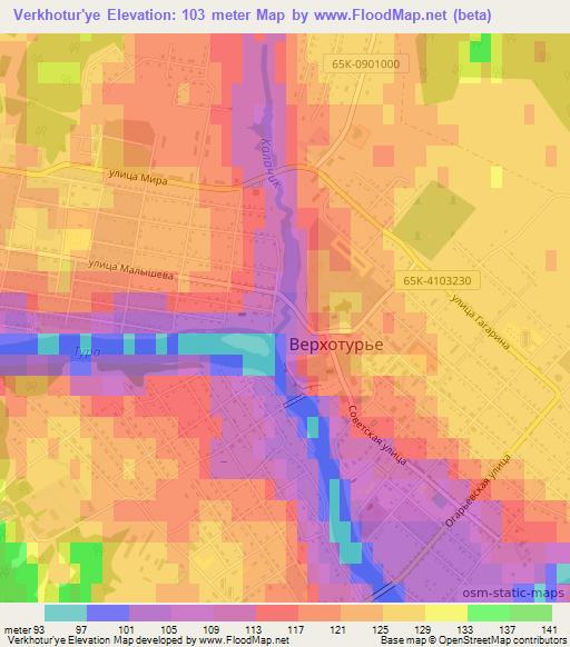 Verkhotur'ye,Russia Elevation Map
