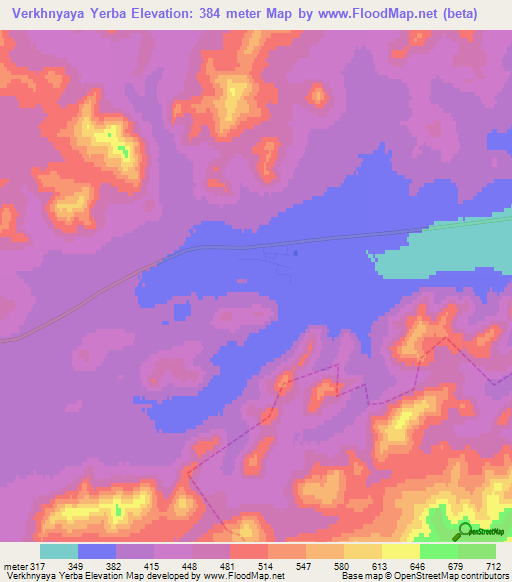 Verkhnyaya Yerba,Russia Elevation Map