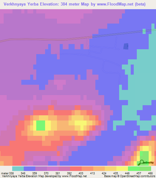 Verkhnyaya Yerba,Russia Elevation Map