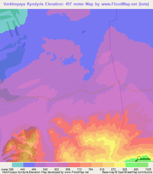 Verkhnyaya Kyndyrla,Russia Elevation Map