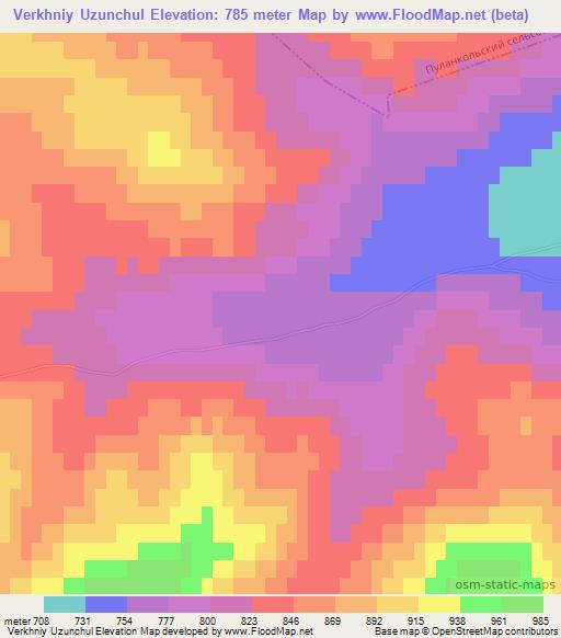 Verkhniy Uzunchul,Russia Elevation Map