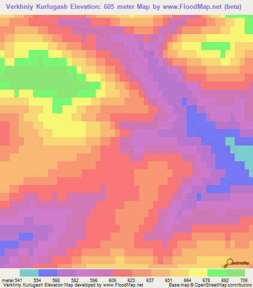 Verkhniy Kurlugash,Russia Elevation Map